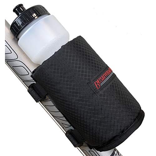  Bushwhacker Olympia Insulated Bicycle Water Bottle Holder w/ 28 Ounce BPA Free Bottle - Mounts with Straps No Tools Hardware Screws Required - Attaches to Top Down Seat Tube - Bike