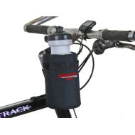 Bushwhacker Shasta Black - Insulated Bike Water Bottle Holder w/ 20 oz. BPA Free Bottle - Two Point Bike Frame & Handlebar Attachment w/ Belt Loop No Screws Hardware Required