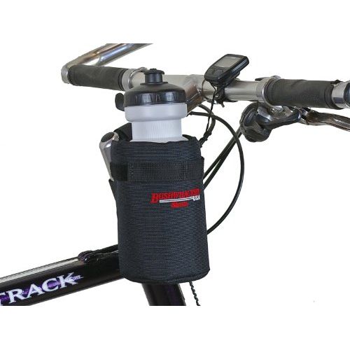  Bushwhacker Shasta Black - Insulated Bike Water Bottle Holder w/ 20 oz. BPA Free Bottle - Two Point Bike Frame & Handlebar Attachment w/ Belt Loop No Screws Hardware Required