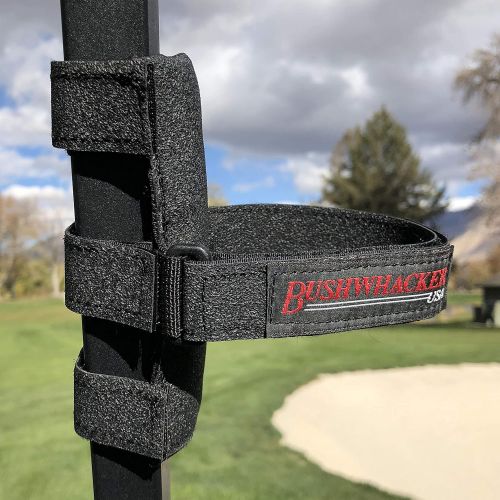  The Original Bushwhacker Portable Speaker Mount for Golf Cart Railing - Adjustable Strap Fits Most Bluetooth Wireless Speakers Attachment Accessory Holder Bar Rail