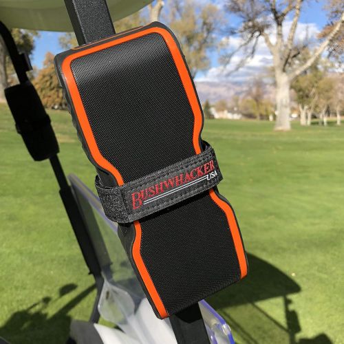  The Original Bushwhacker Portable Speaker Mount for Golf Cart Railing - Adjustable Strap Fits Most Bluetooth Wireless Speakers Attachment Accessory Holder Bar Rail