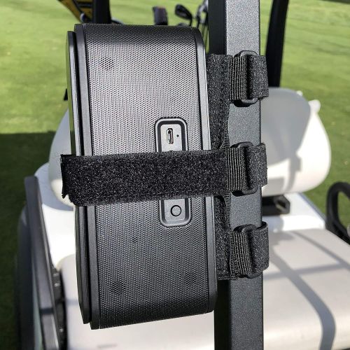  The Original Bushwhacker Portable Speaker Mount for Golf Cart Railing - Adjustable Strap Fits Most Bluetooth Wireless Speakers Attachment Accessory Holder Bar Rail