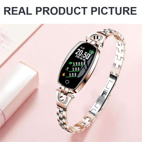  Womens Smart Watch, Businda Fashion Smart Bracelet Bluetooth Wrist Watch Fitness Tracker Heart Rate Monitor IP67 Waterproof Pedometer for Android & iOS Gold