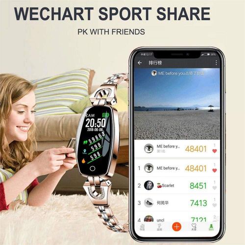  Womens Smart Watch, Businda Fashion Smart Bracelet Bluetooth Wrist Watch Fitness Tracker Heart Rate Monitor IP67 Waterproof Pedometer for Android & iOS Gold