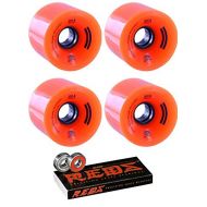 Bustin Skateboards 70mm Premier Formula Orange Longboard Skateboard Wheels - 80a with Bones Bearings - 8mm Bones Reds Precision Skate Rated Skateboard Bearings (8) Pack - Bundle of