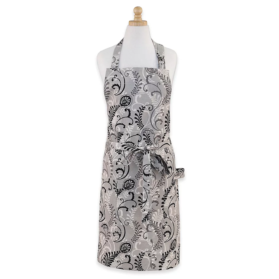 Butcher Floral Print Apron in BlackWhite