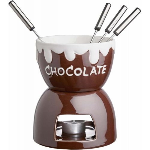  Butlers BUTLERS Bobby Brown Schokoladenfondue 7-tlg, Ø 11,5 cm - Braunes Schoko Fondue fuer 4 Personen - Keramik-Schokobrunnen