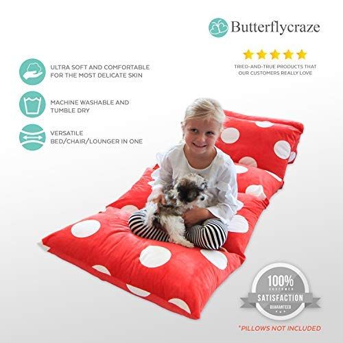 버터플라이 Butterfly Craze Girls Floor Lounger Seats Cover and Pillow Cover Made of Super Soft, Luxurious Premium Plush Fabric - Perfect Reading and Watching TV Cushion - Great for SLEEPOVERS