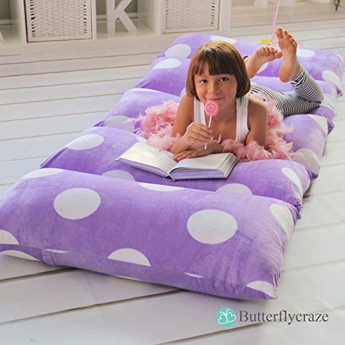 버터플라이 Butterfly Craze Girls Floor Lounger Seats Cover and Pillow Cover Made of Super Soft, Luxurious Premium Plush Fabric - Perfect Reading and Watching TV Cushion - Great for SLEEPOVERS