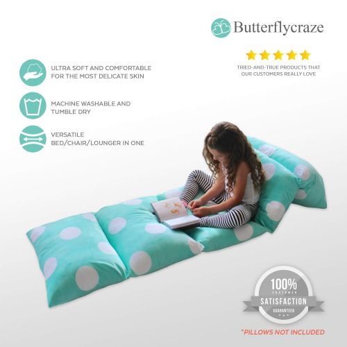 버터플라이 Butterfly Craze Girls Floor Lounger Seats Cover and Pillow Cover Made of Super Soft, Luxurious Premium Plush Fabric - Perfect Reading and Watching TV Cushion - Great for SLEEPOVERS