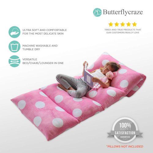 버터플라이 Butterfly Craze Girls Floor Lounger Seats Cover and Pillow Cover Made of Super Soft, Luxurious Premium Plush Fabric - Perfect Reading and Watching TV Cushion - Great for SLEEPOVERS