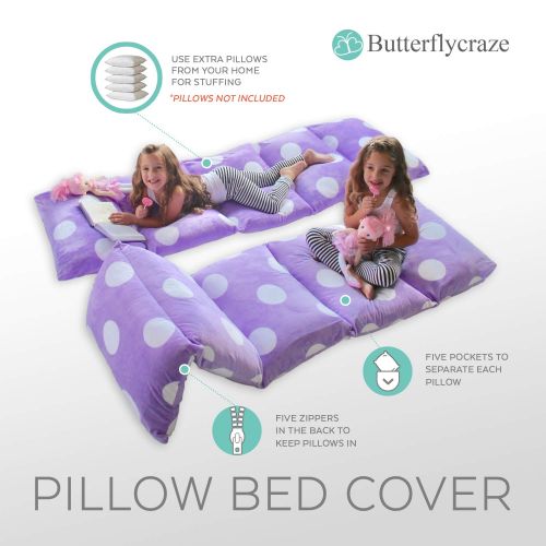 버터플라이 Butterfly Craze Girls Floor Lounger Seats Cover and Pillow Cover Made of Super Soft, Luxurious Premium Plush Fabric - Perfect Reading and Watching TV Cushion - Great for SLEEPOVERS