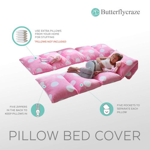 버터플라이 Butterfly Craze Girls Floor Lounger Seats Cover and Pillow Cover Made of Super Soft, Luxurious Premium Plush Fabric - Perfect Reading and Watching TV Cushion - Great for SLEEPOVERS