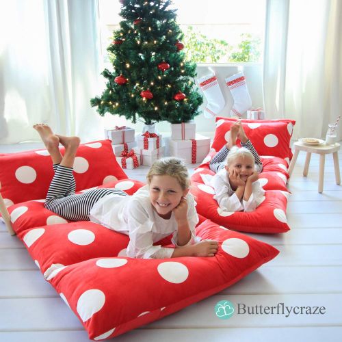 버터플라이 Butterfly Craze Girls Floor Lounger Seats Cover and Pillow Cover Made of Super Soft, Luxurious Premium Plush Fabric - Perfect Reading and Watching TV Cushion - Great for SLEEPOVERS