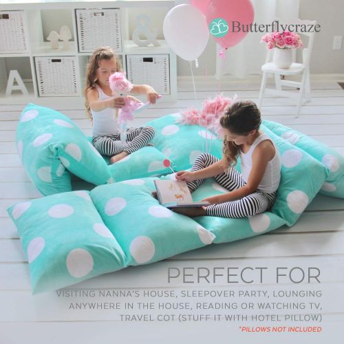 버터플라이 Butterfly Craze Girls Floor Lounger Seats Cover and Pillow Cover Made of Super Soft, Luxurious Premium Plush Fabric - Perfect Reading and Watching TV Cushion - Great for SLEEPOVERS