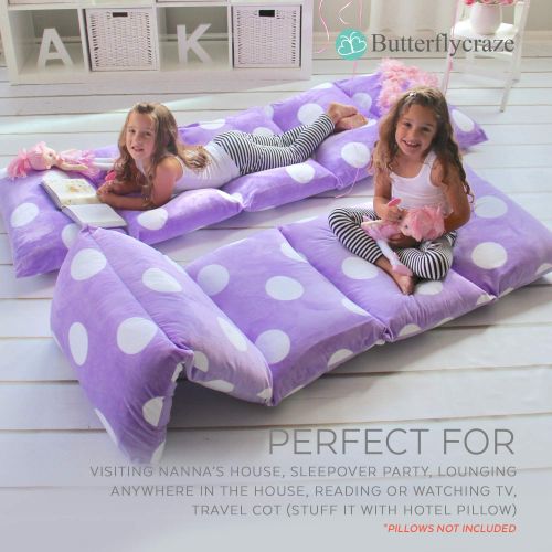 버터플라이 Butterfly Craze Girls Floor Lounger Seats Cover and Pillow Cover Made of Super Soft, Luxurious Premium Plush Fabric - Perfect Reading and Watching TV Cushion - Great for SLEEPOVERS