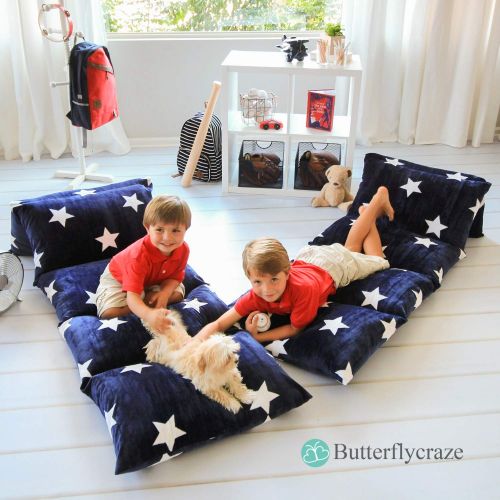 버터플라이 Butterfly Craze Girls Floor Lounger Seats Cover and Pillow Cover Made of Super Soft, Luxurious Premium Plush Fabric - Perfect Reading and Watching TV Cushion - Great for SLEEPOVERS