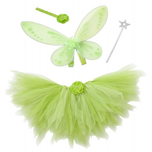 버터플라이 Butterfly Craze Tinker Bell Costume Set, Green, Medium: Clothing