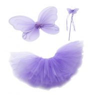 Butterfly Craze Purple Fairy Princess Tutu Wing Wand Set For Girls Dress up