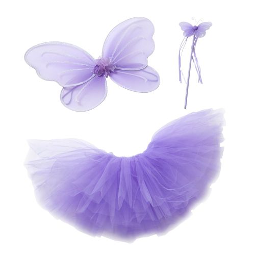 버터플라이 Butterfly Craze Purple Fairy Princess Tutu Wing Wand Set For Girls Dress up