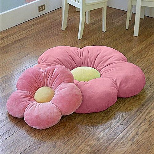 버터플라이 Butterfly Craze Heart to Heart Girls Flower Floor Pillow Seating Cushion, for a Reading Nook, Bed Room, or Watching TV. Softer and More Plush Than Area Rug or Foam Mat. 35, Pink