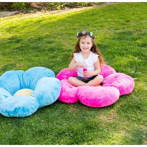 버터플라이 Butterfly Craze Heart to Heart Girls Flower Floor Pillow Seating Cushion, for a Reading Nook, Bed Room, or Watching TV. Softer and More Plush Than Area Rug or Foam Mat. 35, Pink