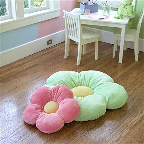 버터플라이 Butterfly Craze Heart to Heart Girls Flower Floor Pillow Seating Cushion, Great for a Reading Nook, Bed Room, or Watching TV. Softer and More Plush Than Area Rug or Foam Mat. 20, Green