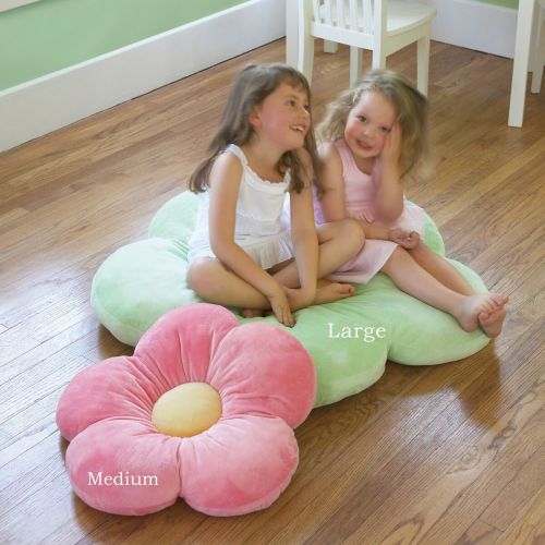 버터플라이 Butterfly Craze Heart to Heart Girls Flower Floor Pillow Seating Cushion, Great for a Reading Nook, Bed Room, or Watching TV. Softer and More Plush Than Area Rug or Foam Mat. 20, Green