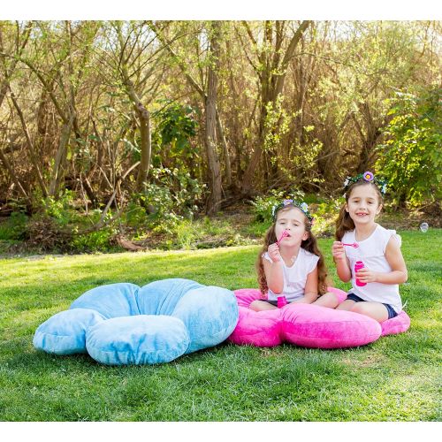 버터플라이 Butterfly Craze Girls Flower Floor Pillow Seating Cushion, for a Reading Nook, Bed Room, or Watching TV. Softer and More Plush Than Area Rug or Foam Mat. 20, Pink