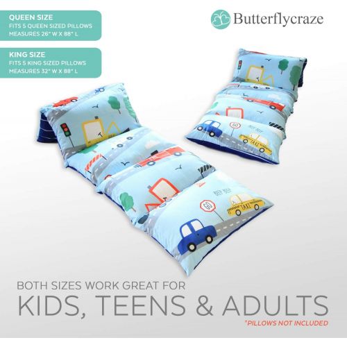 버터플라이 Butterfly Craze Kids Floor Pillow Bed Cover - Use as Nap Mat, Portable Toddler Bed Alternative for Sleepovers, Travel, Napping, or as a Lounger for Reading, Playing. Cover Only!