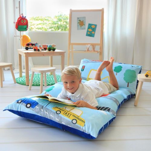 버터플라이 Butterfly Craze Kids Floor Pillow Bed Cover - Use as Nap Mat, Portable Toddler Bed Alternative for Sleepovers, Travel, Napping, or as a Lounger for Reading, Playing. Cover Only!