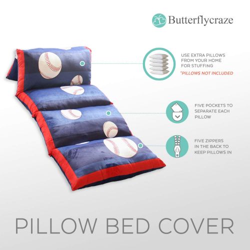 버터플라이 Butterfly Craze Kids Floor Pillow Bed Cover - Use as Nap Mat, Portable Toddler Bed Alternative for...