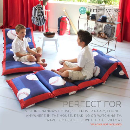 버터플라이 Butterfly Craze Kids Floor Pillow Bed Cover - Use as Nap Mat, Portable Toddler Bed Alternative for...