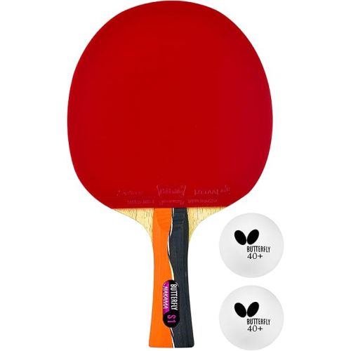 버터플라이 Butterfly Nakama Ping Pong Paddle - Recommended for Beginner & Intermediate Level Players - Includes Two Free 40+ Balls - International Table Tennis Federation Approved