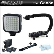 ButterflyPhoto Deluxe LED Video Light + Video Stabilizer Kit For Canon EOS-1D X Digital SLR Camera Includes Deluxe Video Bracket Action Stabilizing Handle + Deluxe LED Video Light Kit with Suppor