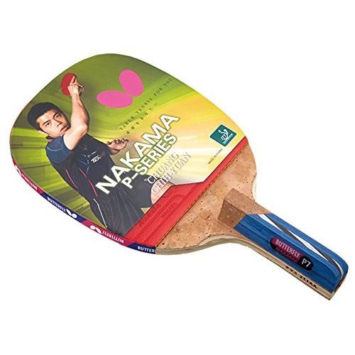 버터플라이 Butterfly Nakama P-7 Table Tennis Racket with 2 Balls - Japanese Penhold Blade - Wakaba 1.9mm Rubbers - ITTF Approved
