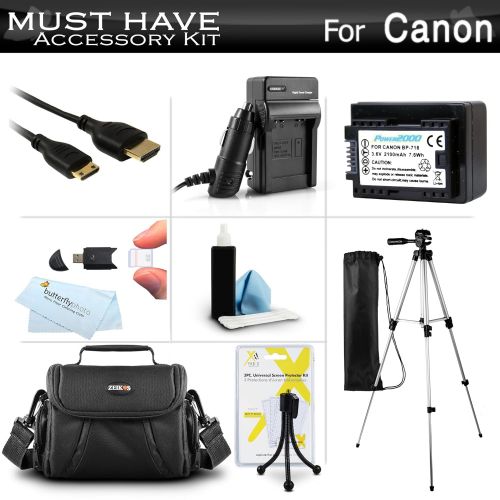 버터플라이 ButterflyPhoto Must Have Accessory Kit For Canon VIXIA HF R800, HF R82, HF R80, HF R62, HF R60, HF R600, VIXIA HF R700, HF R72, HF R70 Digital Camcorder Includes Replacement BP-718 Battery, Charg