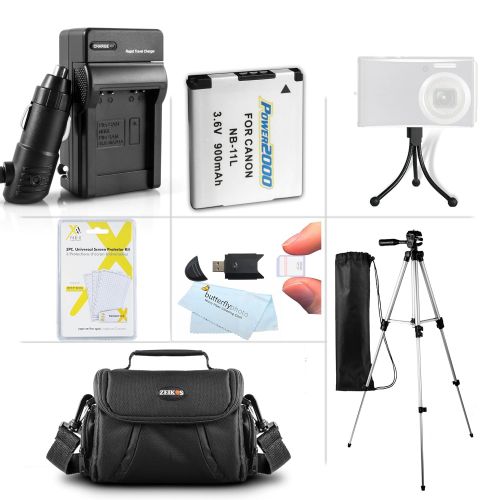 버터플라이 ButterflyPhoto Essential Accessories Kit For Canon Powershot SX400 IS, SX410 IS, SX420 IS Digital Camera Includes Replacement (900maH) NB-11L Battery + ACDC Charger + Case + 50 Tripod + Screen P