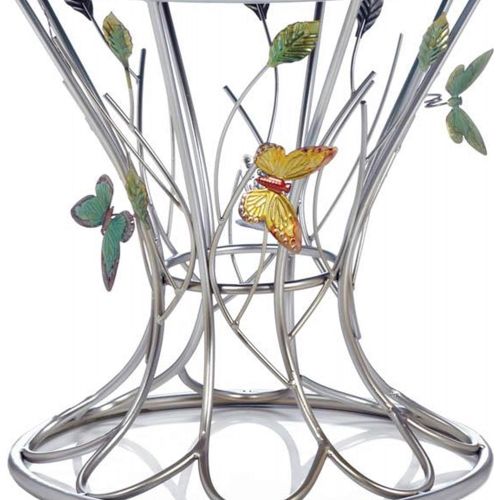  Butterfly Lover Gifts Butterfly Stool, Butterfly Bathroom Vanity Stool, Girls Makeup Table Chair, Metal Accent Stool with Butterflies Wings, Silver Accent Stools, Butterfly Themed Decor, Whimsical Bedro