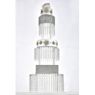 Butterflyevent 3 Tier Round Acrylic Cupcake Tower Stand with Hanging Crystal Beaded Chandelier wedding Party Dessert Cake Display Tower