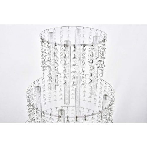  Butterflyevent 3 Tier Round Acrylic Cupcake Tower Stand with Hanging Crystal Beaded Chandelier wedding Party Dessert Cake Display Tower