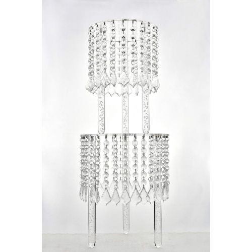  Butterflyevent 2 Tier Crystal Chandelier Cake Stand Round - 8 & 10 sparkling acrylic crystals tear drop pendants Wedding Table Centerpieces cupcake towers