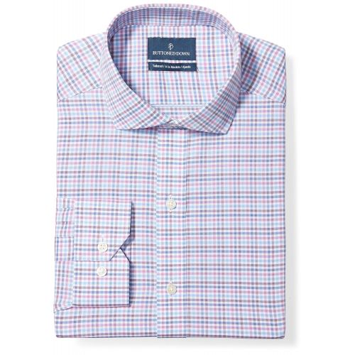  Buttoned+Down Amazon Brand - BUTTONED DOWN Mens Tailored Fit Check Dress Shirt, Supima Cotton Non-Iron