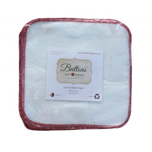  [아마존베스트]Buttons Diapers Buttons Flannel Baby Reusable Washable Natural Unbleached Wipes - 15 Pack