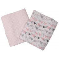 Buttons and Stitches Buttons & Stitches 2 Pack Muslin Blankets, Hearts