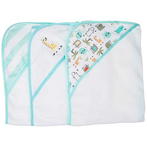  [아마존베스트]Buttons and Stitches 3 Piece Infant Hooded Towel, Giraffe Prints