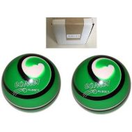 BuyBocceBalls New Listing (5 inch- 3lbs. 12 oz.) - Pack of 2 - EPCO Duckpin Bowling Balls- Comet Rubber - Green with Black & White