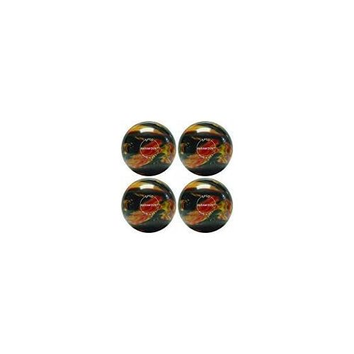  BuyBocceBalls EPCO Candlepin Bowling Ball- Marbleized - Black, Red & Yellow four Ball