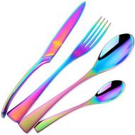 Buyer Star 4stk Besteckset Regenbogen Edelstahl Besteck Set for 1 Utensilien Geschirr Bunter Messer Gabel Loeffel Teeloeffel