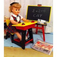 BuyfromGroovy Suzy Smart Doll (1962). Original clothes | accessories including shoes, socks, beret, blouse, desk, chalkboard, easel, chair. Not talking.